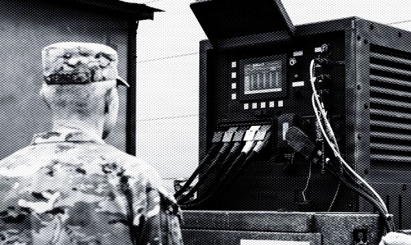 Decorative image of Soldier looking at a generator