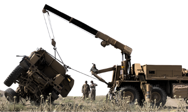 Decorative image of truck crane lifting a vehicle
